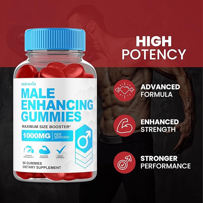 Male Enhancing Supplement Gummies - 6 in 1 Testosterone Booster Gummies for Men Stamina Test Boost Gummy for Men with Horny Goat Weed Tribulus Maca Root Boost Energy Performance (60 Gummies)