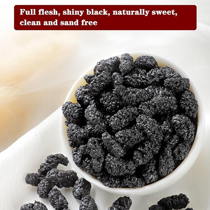 Dried Black Mulberries 桑葚 桑葚干 Black Mulberry Tea Mulberries Tea 14.11oz 400g(200g*2) Herbal Tea Health Snack No Sugar No Addition