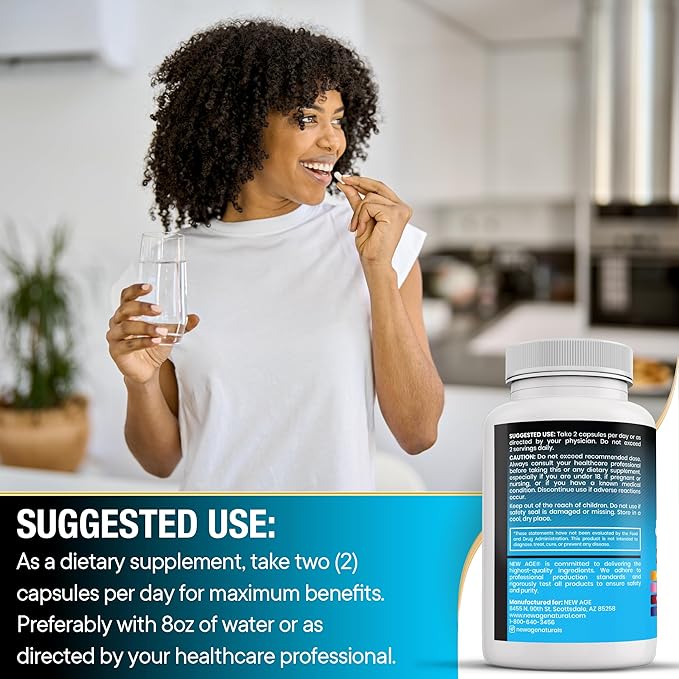 NEW AGE NAC Supplement N-Acetyl Cysteine- with Vitamin D3 K2 Zinc Quercetin Triphala Sarracenia Purpurea Elderberry Holy Basil Bee Propolis Bromelain L-Lysine - 60 Count
