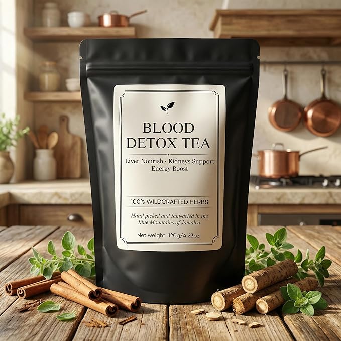 Jamaican Healing Garden Blood Detox Tea Wildcrafted Herbs with Guaco Burdock Root Oregano Cinnamon Moringa Hand Picked and Sun-Dried in the Blue Mountains of Jamalca (1)