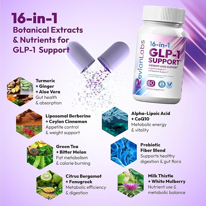 GLP-1 Support Weight Loss Supplement - Natural Appetite Suppressant for Women Men - Berberine Support Activate Hunger Control Curb Cravings Boost Metabolism Fat Burn &amp Gut Health