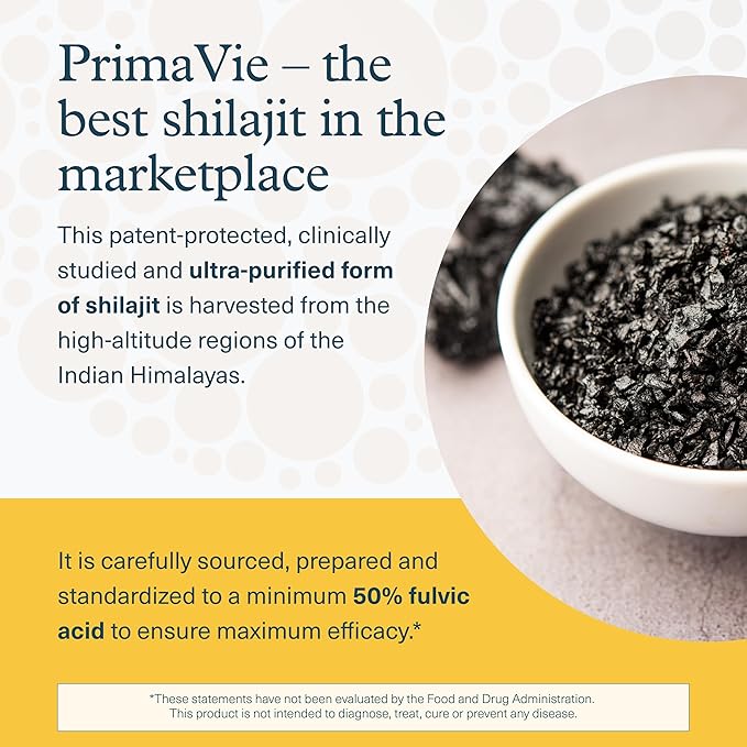 Youtheory Shilajit - PrimaVie Himalayan Shilajit Capsules - Supports Energy Stamina &amp Endurance* - Gluten Free - 60 Capsules (30-Day Supply)