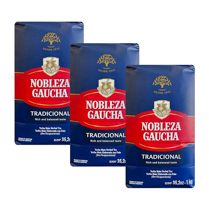 Nobleza Gaucha Yerba Mate Herbal Tea with Sterm | Traditional Argentina Brew USA-Specific Packaging 2.2 lbs - 3 Packs