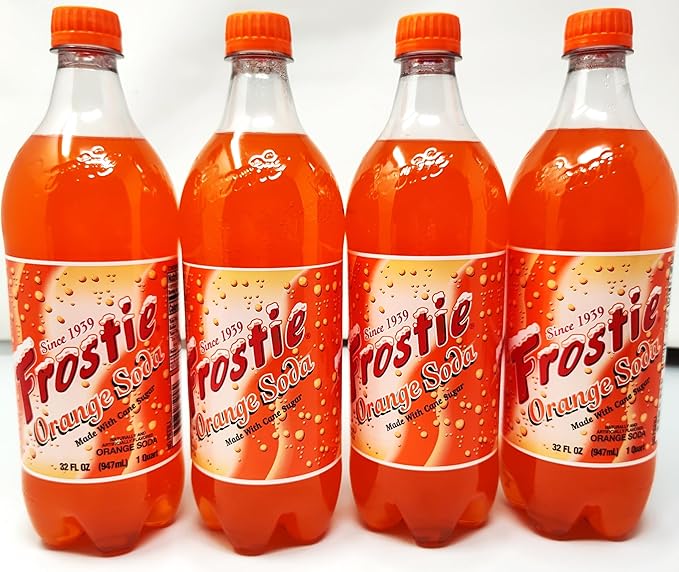 4 pack of Frostie Soda Pop Soft Drink 32oz Plastic Bottles (32oz Orange)
