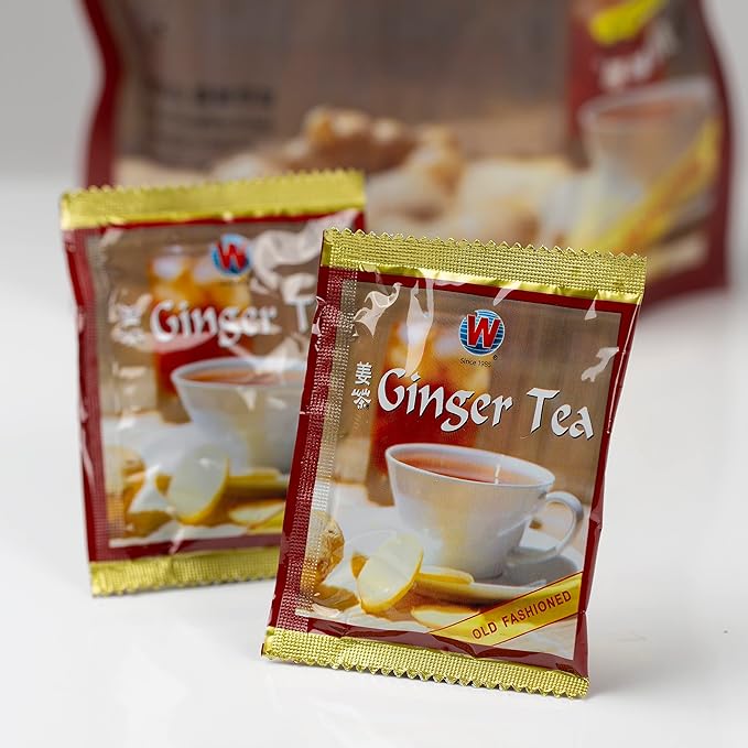 Wing Hop Fung Instant Natural Ginger Tea with Honey 25 Individually Wrapped Sachets Premium Ginger Beverage for Warming &amp Digestive Support Made with 100% Natural Ingredients