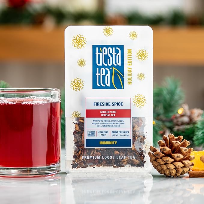 Tiesta Tea - Santa's Bag Tea Gift Set High to Non-Caffeinated Assorted Blends 5 Individual Resealable Pouches for Hot &amp Iced Brews Variety Pack Black Rooibos and Herbal