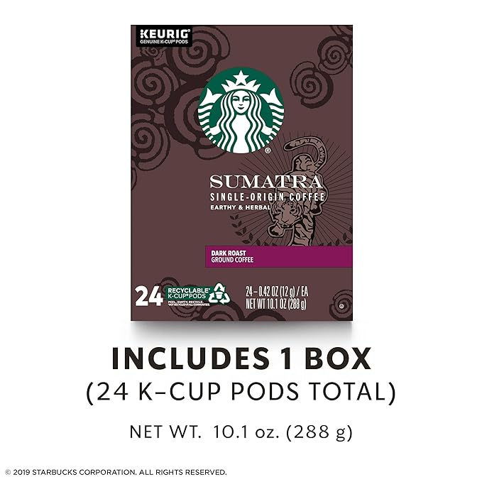 Starbucks Sumatra Dark Roast Single Cup Coffee for Keurig Brewers0.42 Ounce (Pack of 24)