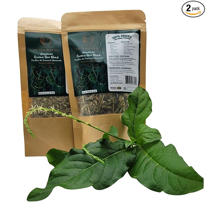 Jamaican Guinea Hen Weed Tea – 4oz (2 x 2oz Packs) – Handpicked Loose Leaf Herbal Tea – Anamu Herbs – Dried Leaves 100% Organic from Jamaica – Inspired Gems
