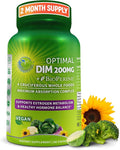 Optimal DIM 200mg Supplement for Women and Men - Made with Organic Whole Foods - Estrogen &amp Hormone Balance Support Diindolylmethane Complex - Maximum Absorption Delayed-Release Capsules - 60 Coun