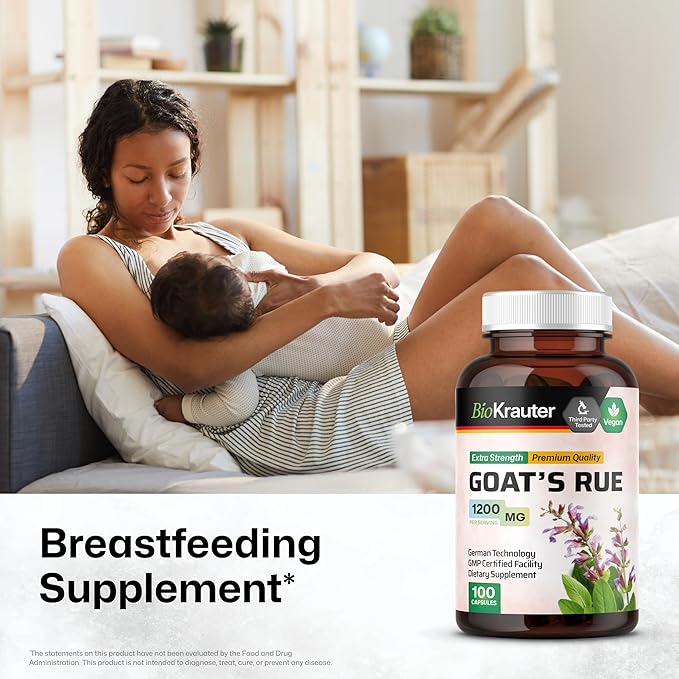 BIO KRAUTER® Goats Rue for Breastfeeding - Pure Vegan Lactation Supplement - Goat’s Rue 100 Capsules 1200 mg per Serving - Natural Supplements for Women - No Fillers Non-GMO 25-Day Supply