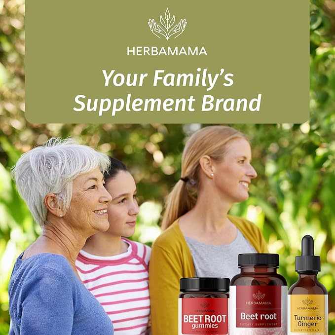 HERBAMAMA Beet Root Extract 21:1 – 1300mg per Serving = 27300mg Beet Root Powder with Black Pepper for Energy Antioxidant &amp Immune Support – Vegan Non-GMO