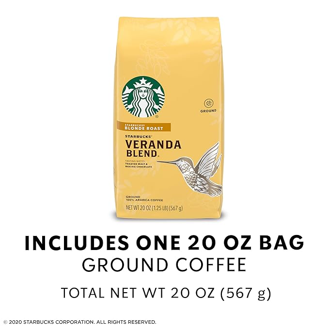 Starbucks Blonde Roast Ground Coffee — Veranda Blend — 100% Arabica — 1 bag (20 oz.)