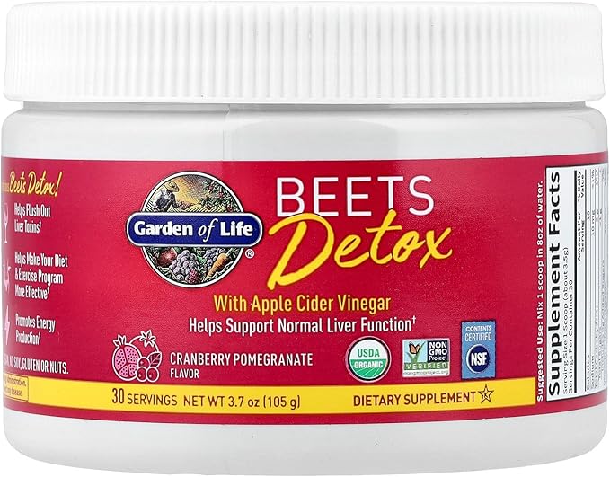 Garden of Life Organic Beet Root Powder with Antioxidants Vitamin C Probiotics &amp Apple Cider Vinegar for Digestive &amp Liver Health – BEETS Detox – Vegan Non GMO Cranberry Pomegranate 30 Se