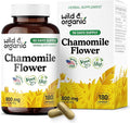 Wild &amp Organic Chamomile Extract Capsules 800 mg - Relaxation &amp Digestive Support - Chamomile Powder Supplement - Matricaria Recutita Herb - Vegan No Fillers Non-GMO - 180 Count
