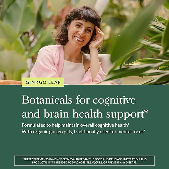 Gaia Herbs Ginkgo Leaf - Traditionally Used to Support Healthy Circulation &amp Brain Function* - Herbal Supplement - 60 Vegan Liquid Phyto-Caps (30 Servings)