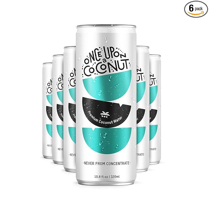 Once Upon a Coconut - 100% Pure &amp Natural Coconut Water (10.8 Fl Oz Cans) | No Sugar Added - Electrolytes - No Pulp - Non-GMO - Gluten Free - Pack of 6 Cans