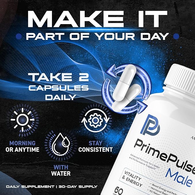 (3 Pack) Prime Pulse Male Pills – Advanced PrimePulse Capsules Formula Supplement Support Maximum Strength PrimePulse All Natural Vitamins Health and Wellness Reviews 180 Capsules for 3 Months