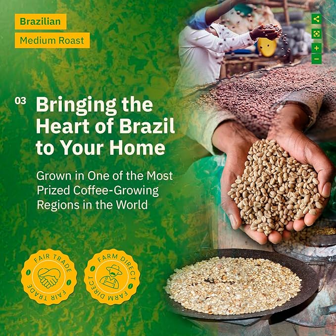 Kochere Brazilian Specialty Whole Bean Coffee – 2LB Medium Roast – Freshly Roasted to Order – Single Origin Farm Direct Smooth Cocoa Notes – Whole Bean