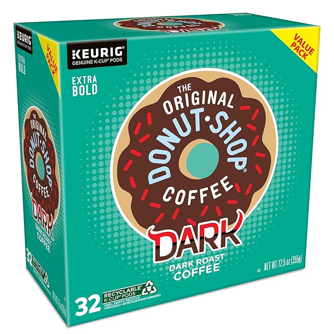 The Original Donut Shop Dark Keurig Single Serve K-Cup Pods Dark Roast Coffee Pods 32 Count