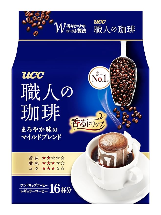 UCC Shokunin Coffee Mild Blend Single Serve Japanese Style Pour Over Coffee Imported from Japan 96 Individual Bags 0.25 Oz (7g) per bag Sun-Dried Beans Artisan Crafted Each Bag Makes 5 oz Cup