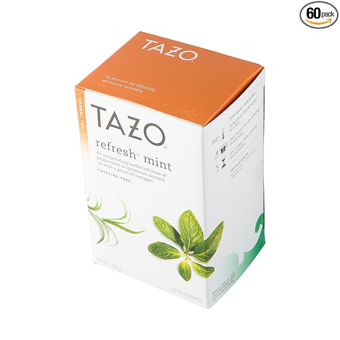 Tazo Refresh Herbal Infusion Tea Caffeine Free 20-Count Tea Bags (Pack of 6) ( Value Bulk Multi-pack)