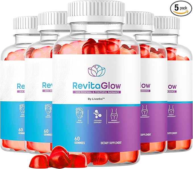 (5 Pack) RevitaGlow Gummies - Official Revita Glow Gummy Premium Natural Skin Health Support RevitaGlowGummies for Gut and Skin Healthy Advanced Renewal Formula Gummys 300 Gummies for 5 Months