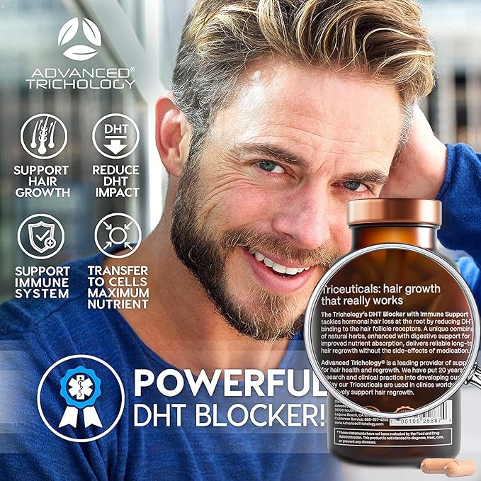 DHT Blocker - Hair Growth Supplement for Genetic Thinning for Men and Women | Approved* by American Hair Loss Association | Guaranteed Backed by 20 Years of Experience in Hair Loss Treatment Clinics