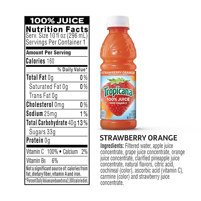 Tropicana 100% Juice 3-Flavor Fruit Blend Variety Pack 10 Fl Oz Bottles (Pack of 48)