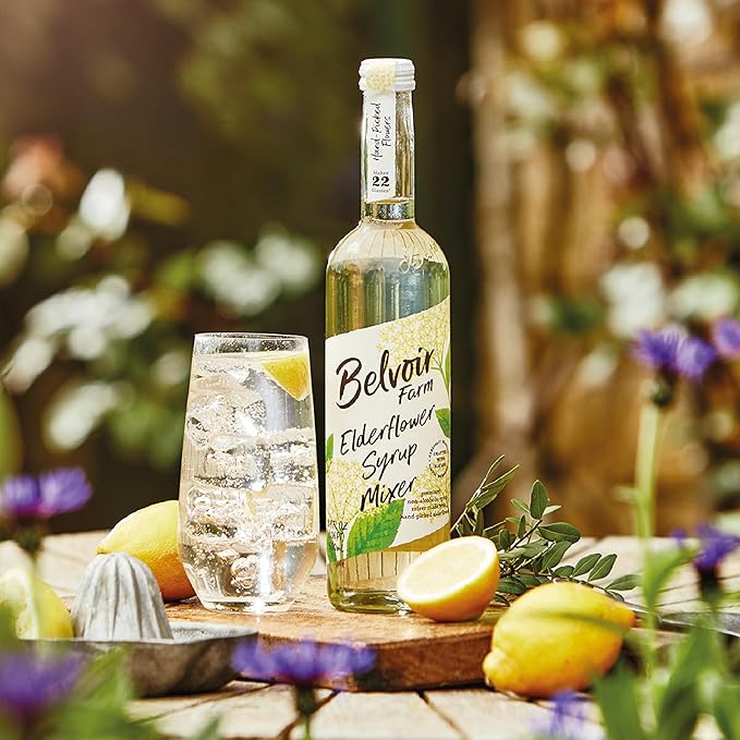 BELVOIR FRUIT FARMS Elderflower Syrup Mixer | Hand-Picked Flowers | Makes Up To 22 Glasses | Traditional Family Recipe | 500ml (16.9 fl oz) each [Pack of 2]