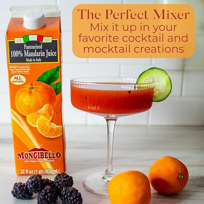 Mongibello 100% Mandarin Juice 32 Fl Oz (3 Pack) Fresh Squeezed Pure All Natural Rich in Antioxidants &amp Vitamin C Ships Frozen Grown in Sicily Italy