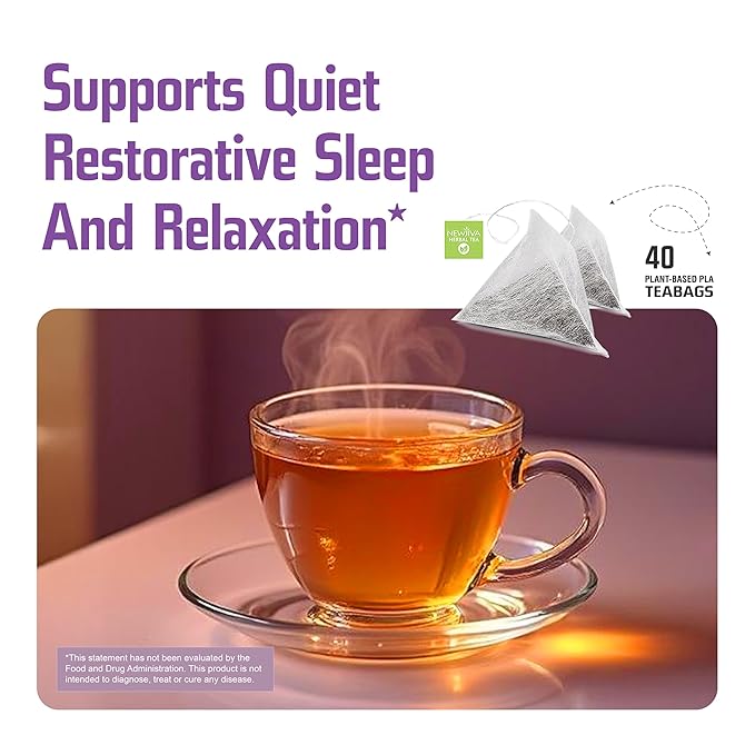 Newjiva Sleep Well Herbal Tea - 40 Tea Bags Per Pack - All Natural - Caffeine Free - Includes Chamomile Rose Lavender Jasmine Ashwagandha &amp more - GMP Certified Facility