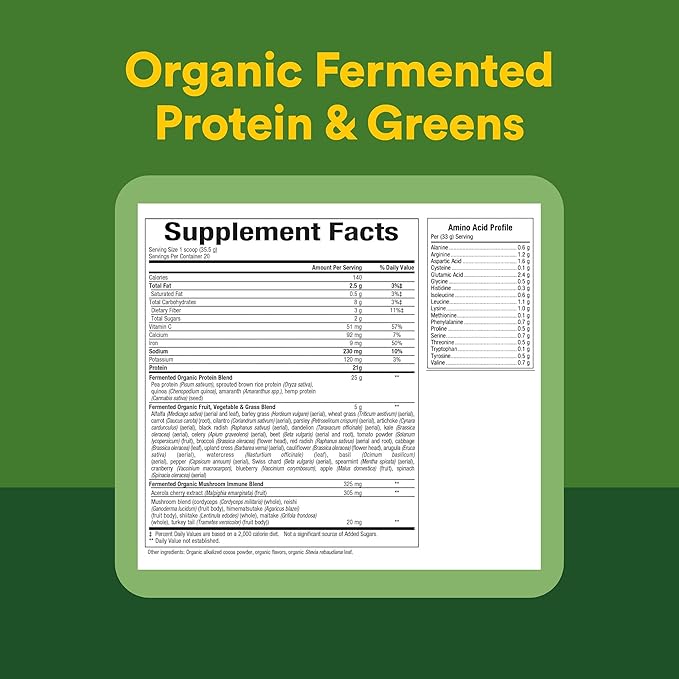 Whole Earth &amp Sea from Natural Factors Organic Fermented Protein &amp Greens Vegan Whole Food Supplement Chocolate 1lb 9 Oz