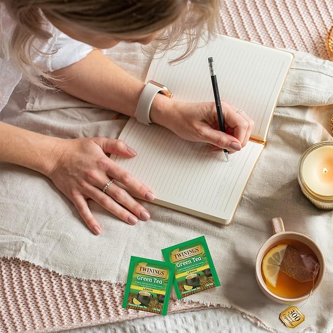 Twinings Green Tea with Lemon Individually Wrapped Bags 20 Count (Pack of 6) Zesty Citrus Aroma &amp Flavour Caffeinated Enjoy Hot or Iced 120 Teabags