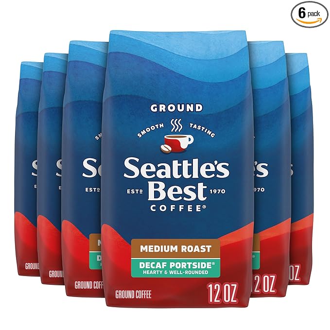 Seattle's Best Coffee Decaf Portside Blend Medium Roast Ground Coffee | 12 Ounce Bags (Pack of 6)