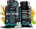 Certified Organic Sea Moss Capsules 2250mg Wildcrafted Irish Sea Moss Burdock Root Bladderwrack Supplement Raw Seamoss Pills &amp Powder (Pack of 1 at 180-Caps)
