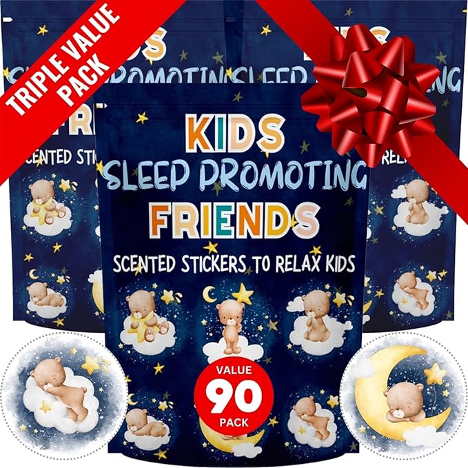 Sleep Promoting Stickers for Kids and Adults (90 Pack) - All Natural Chemical and Drug Free Sleep Support Melatonin Free Children’s Sleep Aid Promotes Healthy Sleep Cycles