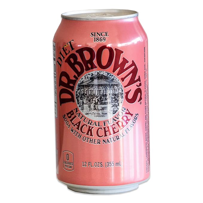 Dr Brown's Diet Black Cherry Soda - Smooth Refreshing Crisp Cherry Flavors - 12 12oz Cans