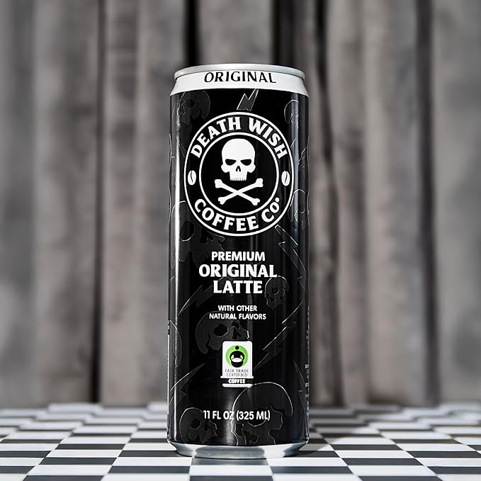 Death Wish Coffee Iced Coffee Cold Brew 8g Protein Fair Trade (Classic Latte)