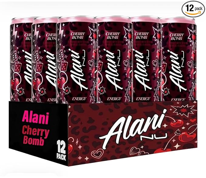 Alani Nu Cherry Bomb Energy Drink Sugar Free Low Calorie Energy Drinks - 12 fl oz Cans (12 12 Pack)