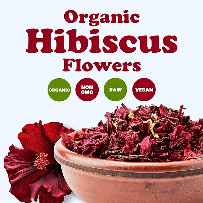 Food to Live Organic Hibiscus Flowers 1.5 Pounds – Whole Petals. Great for Herbal Tea. Non-GMO. Caffeine-free. Good Source of Vitamin C. Bulk. Kosher