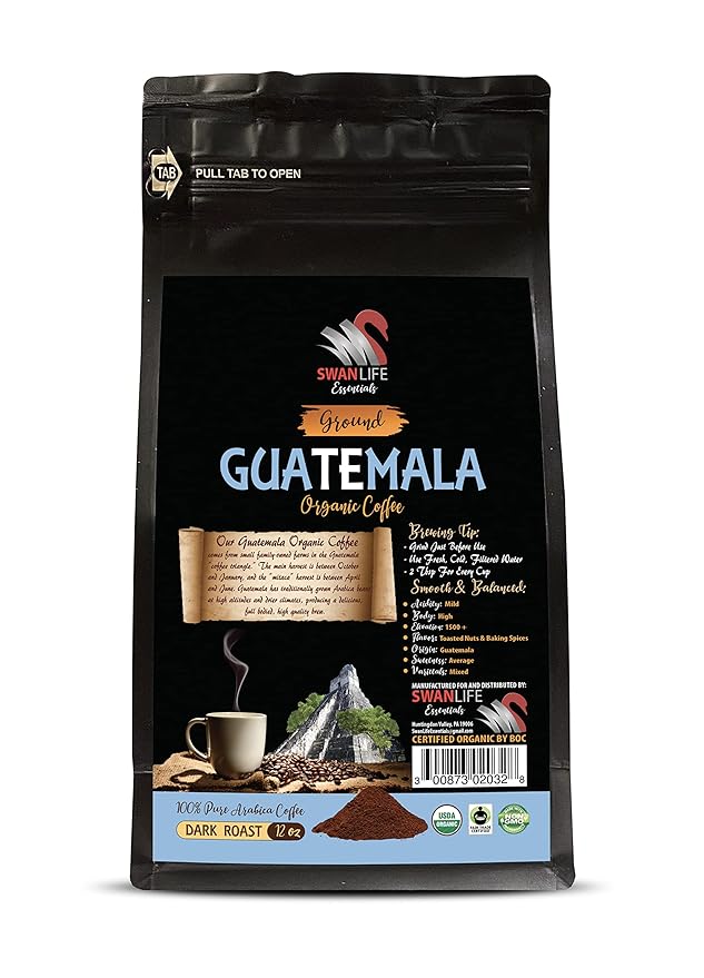 guatemala coffee - GUATEMALA GROUND COFFEE ORGANIC arabica dark roast low acidity fair trade - dark roast arabica coffee beans 2 Bags (24 Oz)