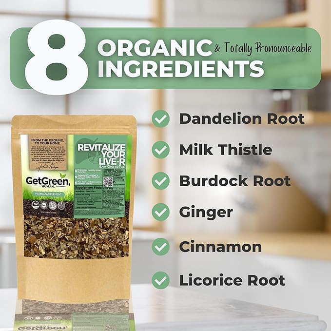 Liver Cleanse Tea w/ Dandelion Root Milk Thistle Burdock | Organic Herbal Loose Leaf Liver Support Tea | Caffeine-Free Blend Decaf Vegan Healthy– 2 oz (57 g) | No Natural or Artificial Flavors R