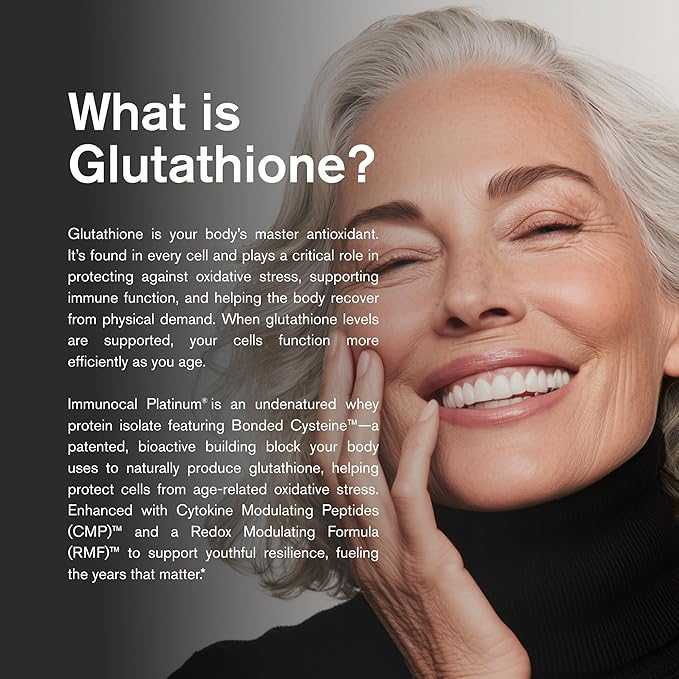 Immunocal Platinum Glutathione Precursor – Whey Protein Isolate Anti-Aging Skin + Cell Renewal Immune Support Detox + Bone Support | Fat and Sugar Free Lactose-Intolerant Friendly | 30 Servings