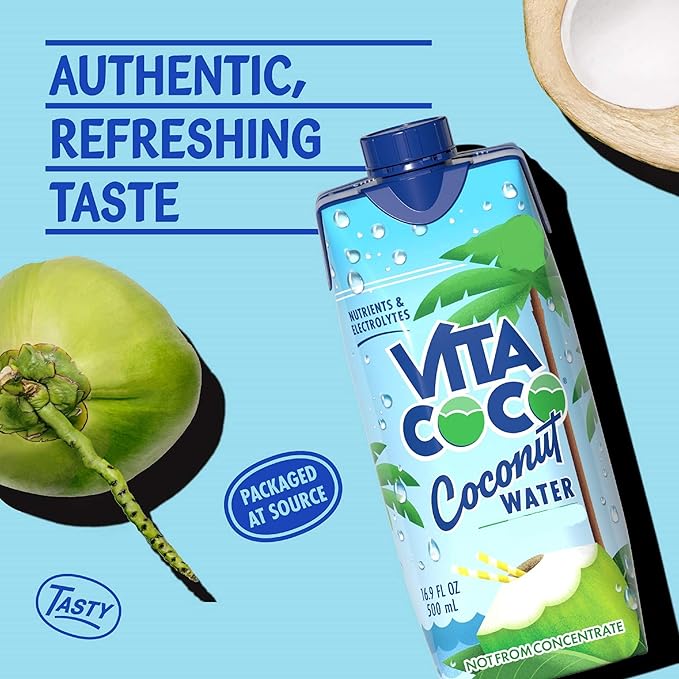 Vita Coco Coconut Water Pure Organic | Refreshing Coconut Taste | Natural Electrolytes | Vital Nutrients | 16.9 Oz (Pack Of 12)