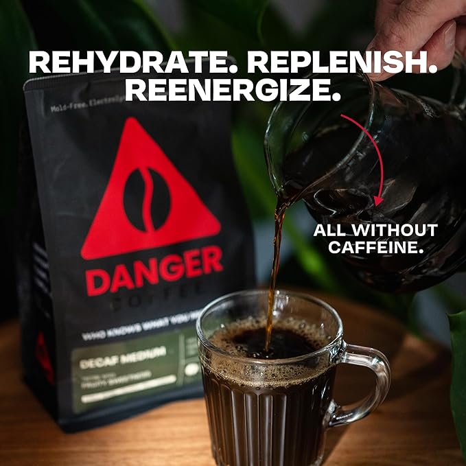 Danger Coffee by Dave Asprey Remineralized Mold Free &amp Lab Tested Swiss Water Decaf Ground Coffee Medium Roast Decaffeinated 10.9 Ounce
