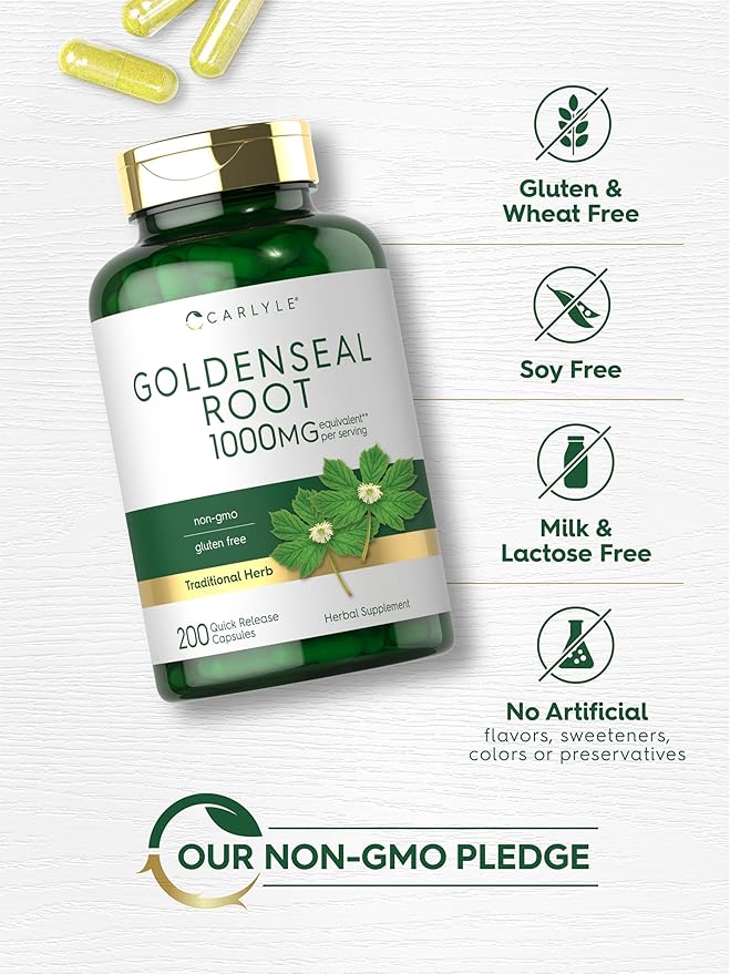 Carlyle Goldenseal Root Capsules | 200 Count | Traditional Herb Supplement | Non-GMO Gluten Free