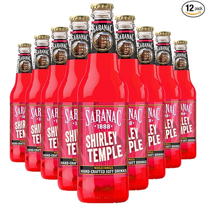 Saranac World Famous Hand-Crafted Shirley Temple Soda Soft Drink 12 fl oz (12 Glass Bottles)