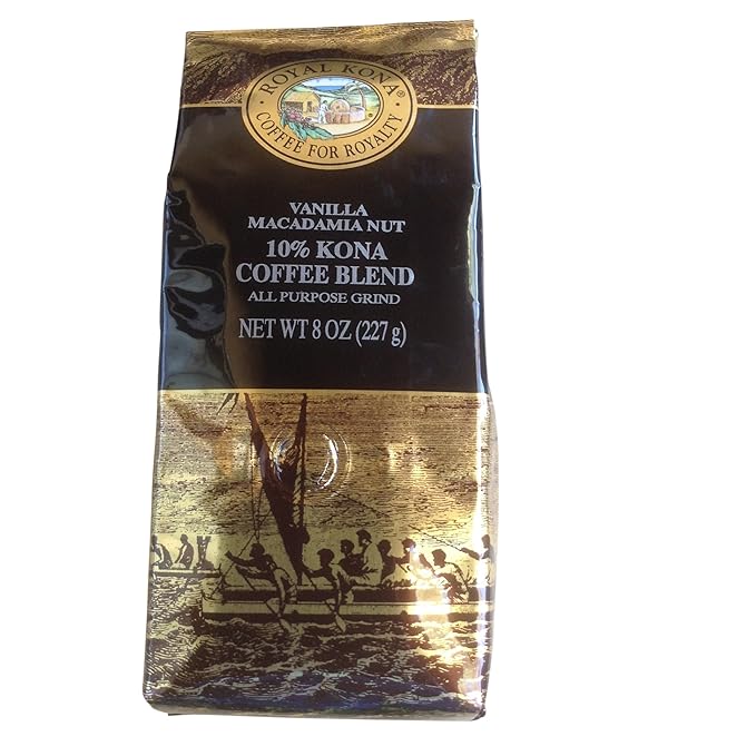 Royal Kona 10% Kona Coffee Blend Multi-Flavor - 3 Pack Ground Coffee (3 x 8 Ounce)