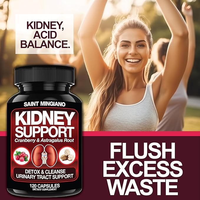 Kidney Support Cleanse Detox &amp Repair -120 Capsules - Cranberry &amp Astragalus Root Pills for Women and Men | High Strength Stone Remover Supporting Urinary Tract &amp Bladder Health
