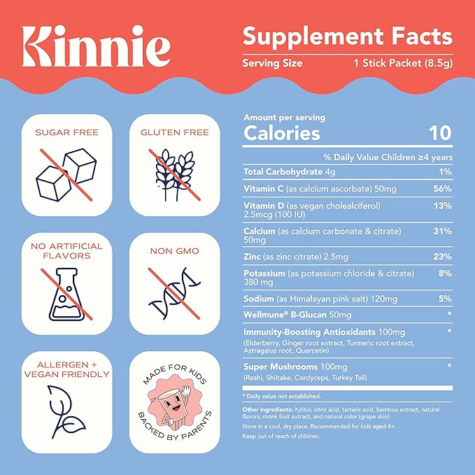 Kinnie Fueling Futures Bundle Pack - Multivitamin Calm and Immune Hydration - Sugar-Free with Probiotics Magnesium &amp Electrolytes - 90 Stick Packs